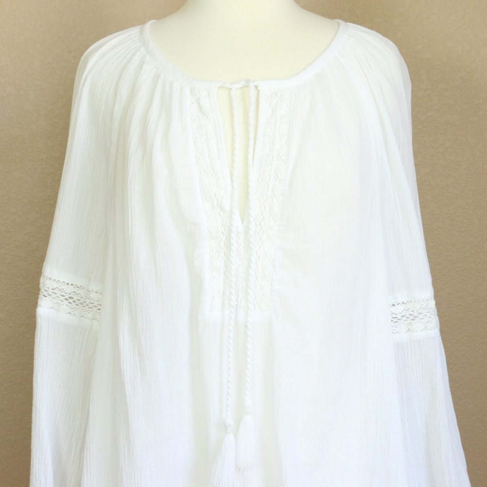 SOLD Boho Peasant Tunic Plus Size 14/16 White